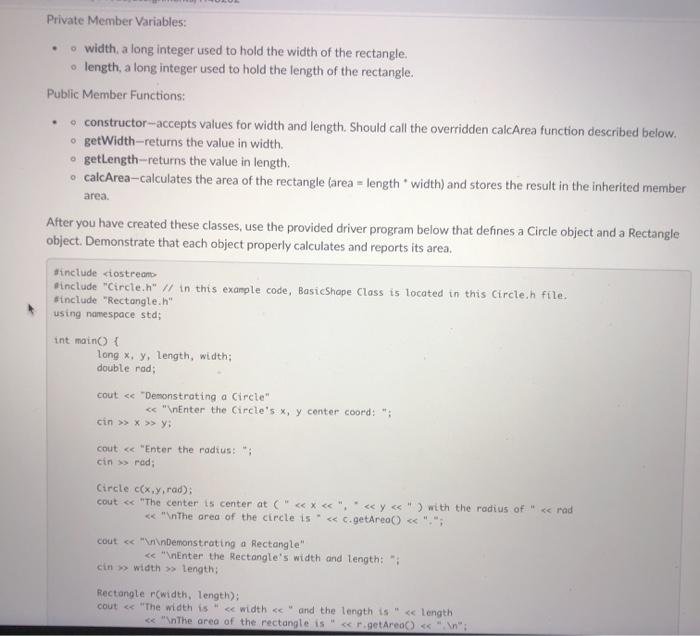 Solved Assignment 5 Pure Abstract Base Class Define A Pure | Chegg.com