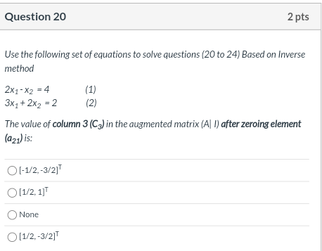 Solved Question 20 2 pts Use the following set of equations | Chegg.com