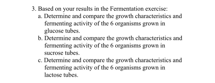 Solved 3. Based on your results in the Fermentation | Chegg.com