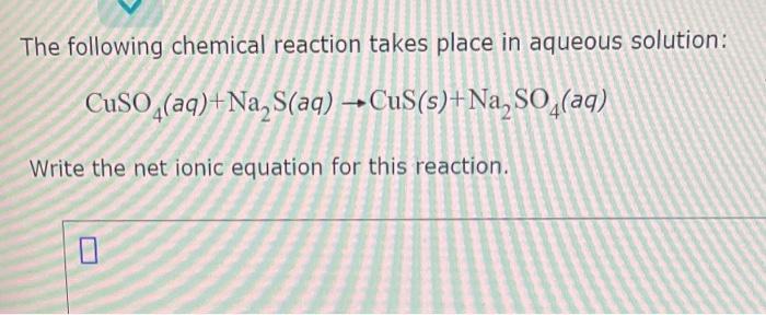Solved The following chemical reaction takes place in | Chegg.com