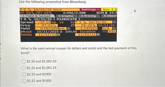 Solved Use The Following Screenshot From Bloomberg: What Is | Chegg.com