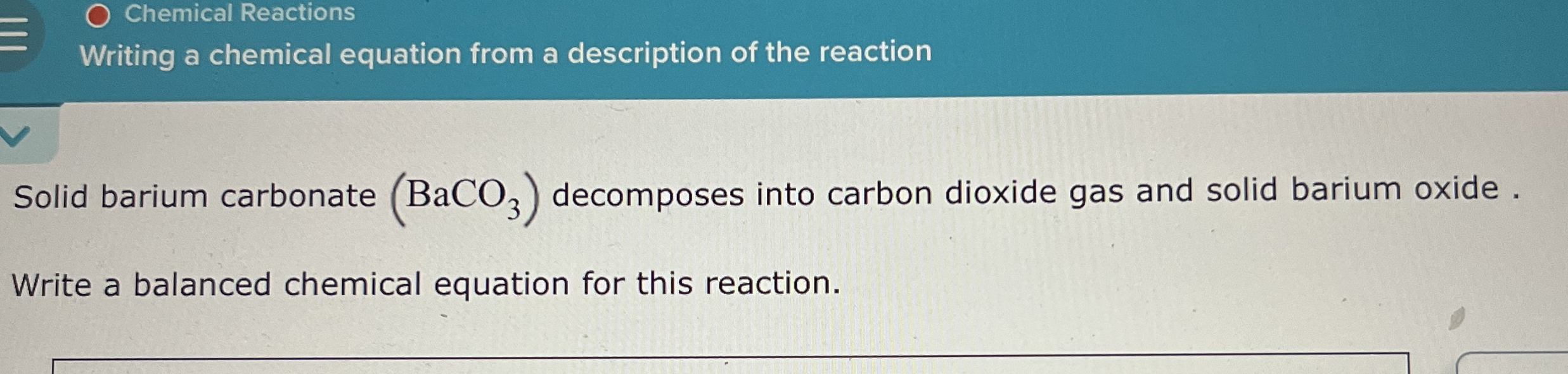 Solved writing a chemical equation from a description of the chegg