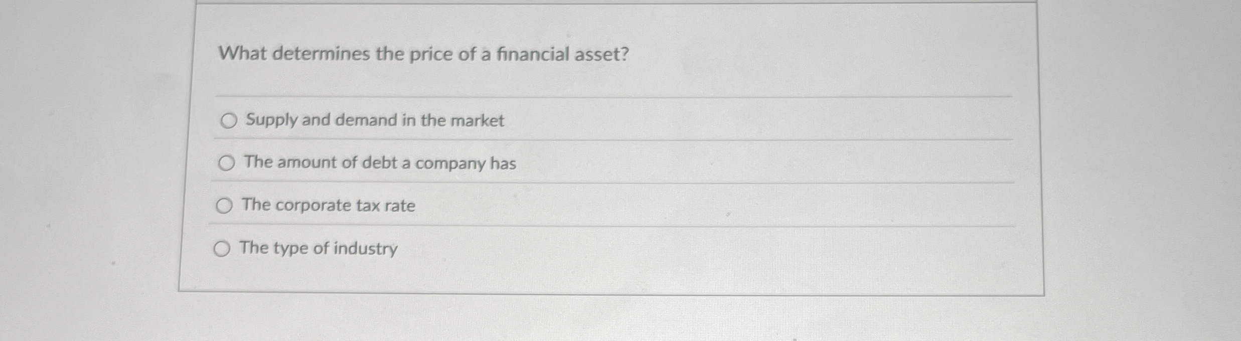 Solved What Determines The Price Of A Financial Asset?supply 