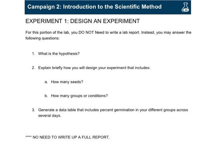 Solved Experiment person an Experiment Design Design | Chegg.com