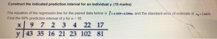 Solved Construct the indicated prediction interval for an | Chegg.com