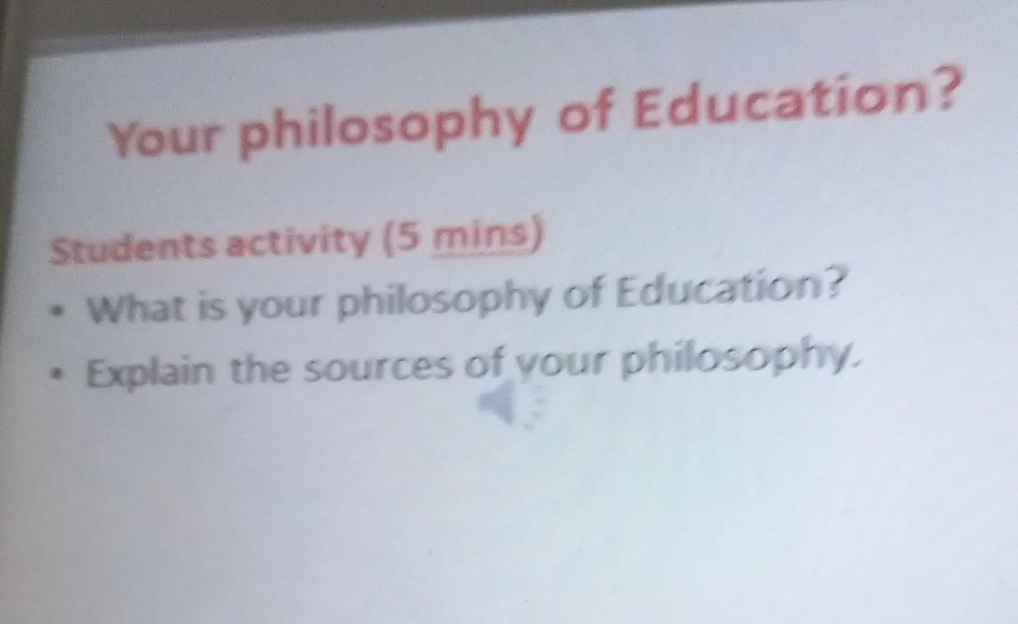 philosophy of education assignment 1