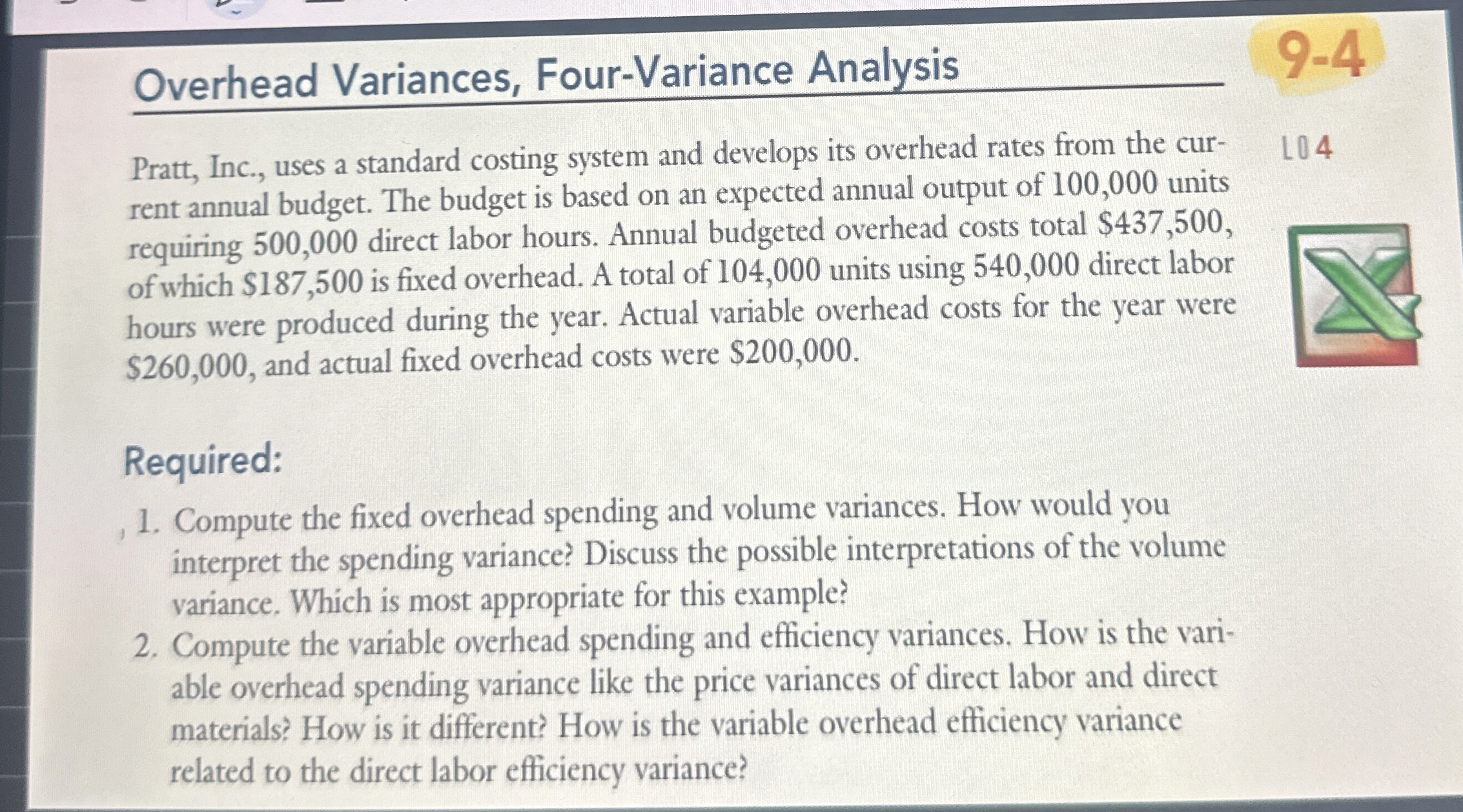 Solved Overhead Variances, Four-Variance AnalysisPratt, | Chegg.com