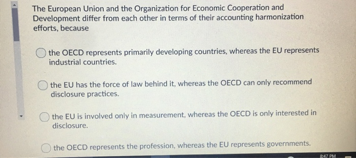 Solved The European Union and the Organization for Economic | Chegg.com