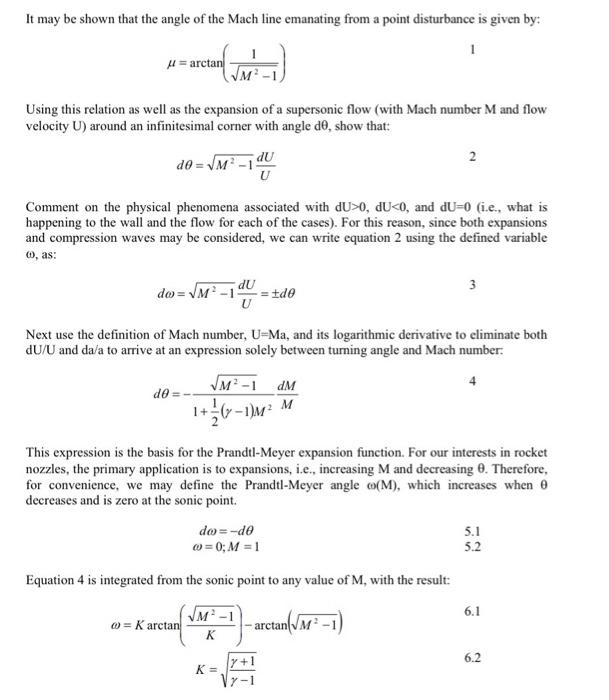 Solved It may be shown that the angle of the Mach line | Chegg.com