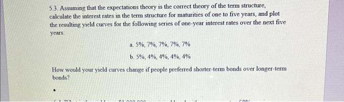 Solved 5.3. Assuming that the expectations theory is the | Chegg.com