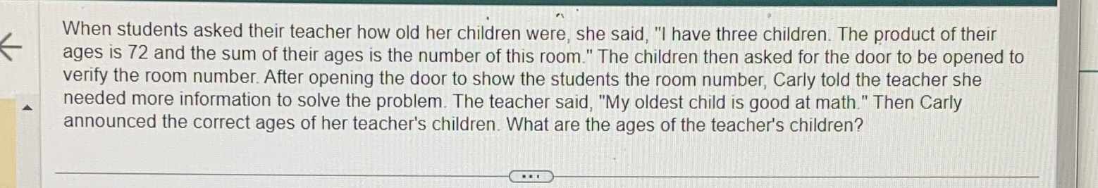 Solved When students asked their teacher how old her | Chegg.com