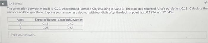 Solved The Correlation Between A And B Is - 0.29 . Alice | Chegg.com