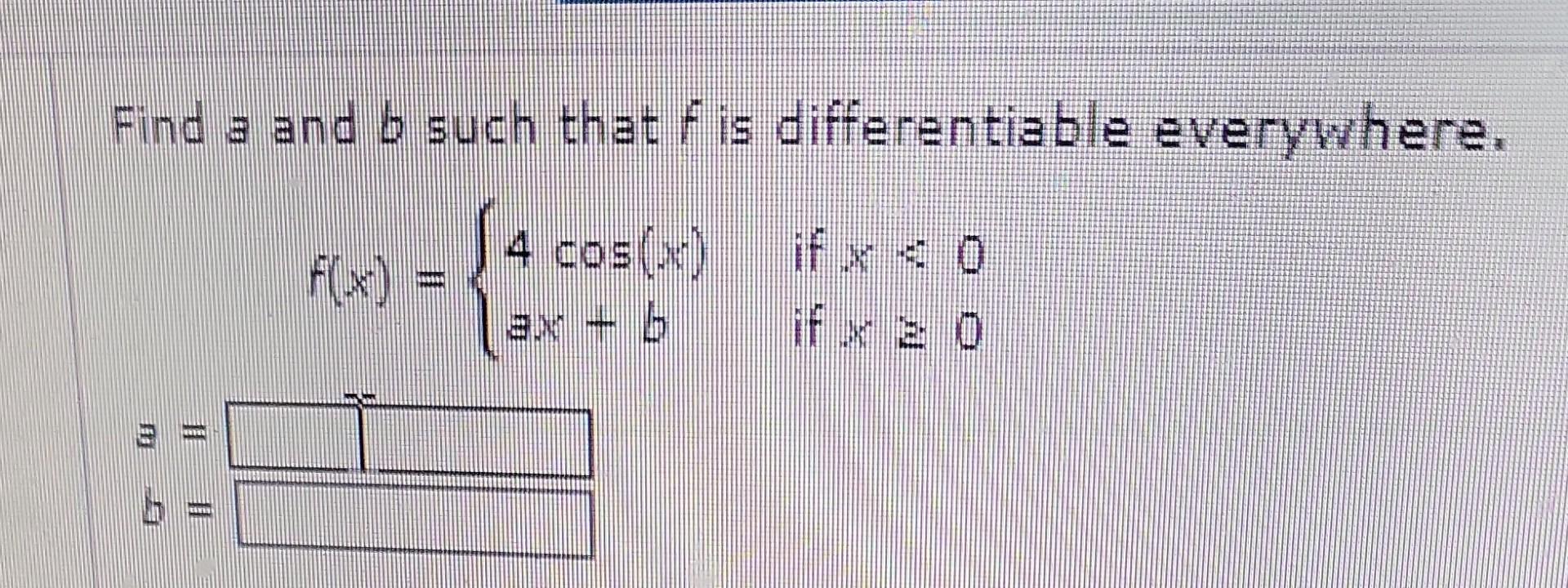 Solved Find A And B Such That F Is Differentiable | Chegg.com