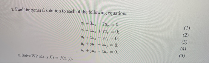 Solved 1. Find The General Solution To Each Of The Following | Chegg.com