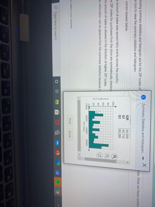 Solved 1 Summary Statistics and Histogram Х anying summary | Chegg.com