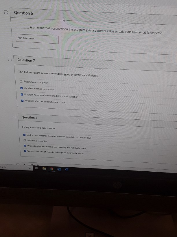 Solved Question 6 is an error that occurs when the program | Chegg.com