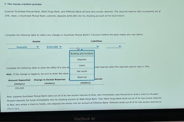 Solved 7. The Money Creation Process Suppose Southeast | Chegg.com