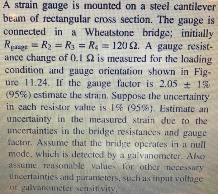 Solved A strain gauge is mounted on a steel cantilever beam | Chegg.com