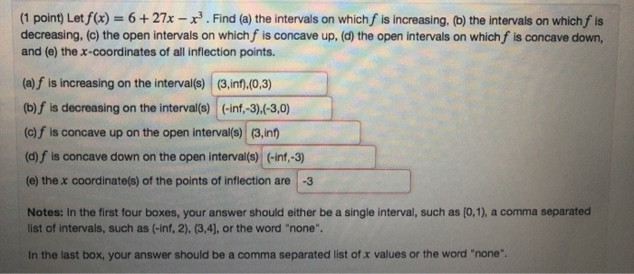 Solved (1 point) Use the given graph of the function on the | Chegg.com