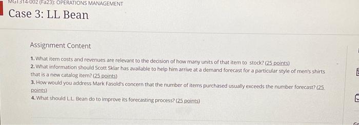 Solved Assignment Content 1. What item costs and revenues | Chegg.com