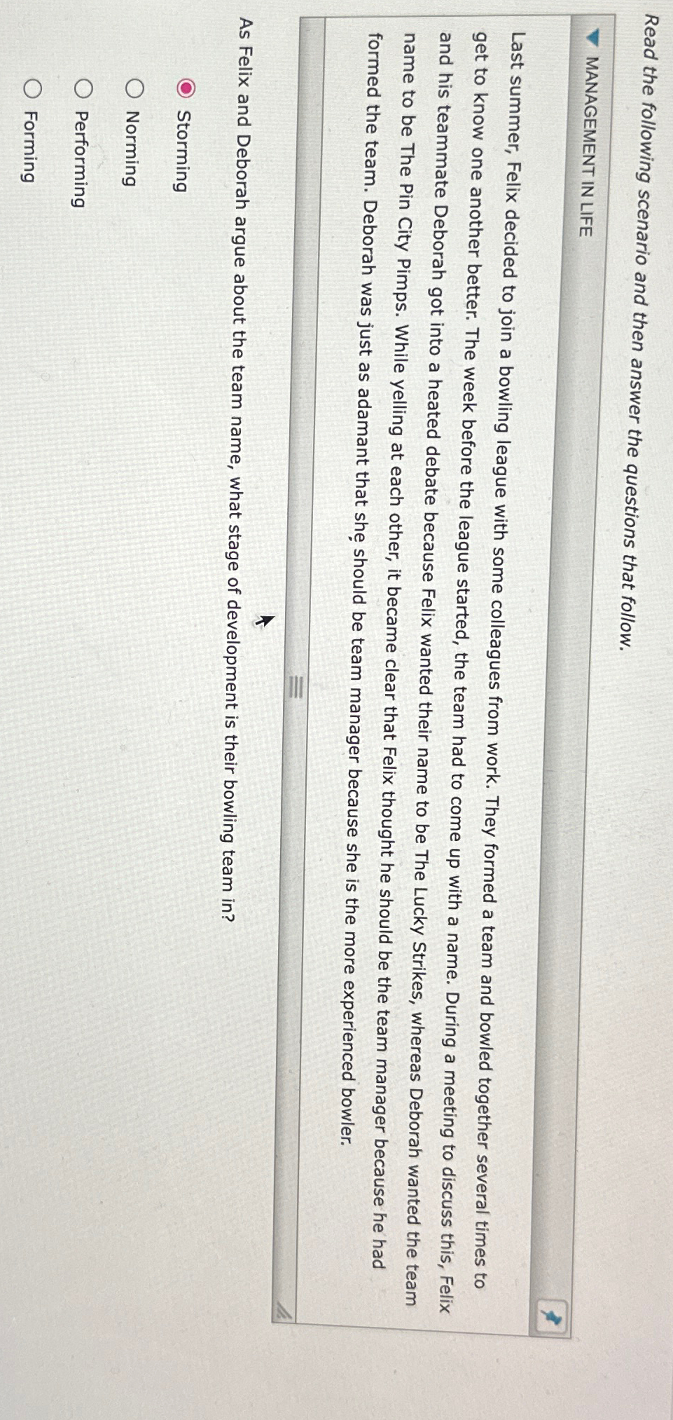 Solved Read the following scenario and then answer the | Chegg.com
