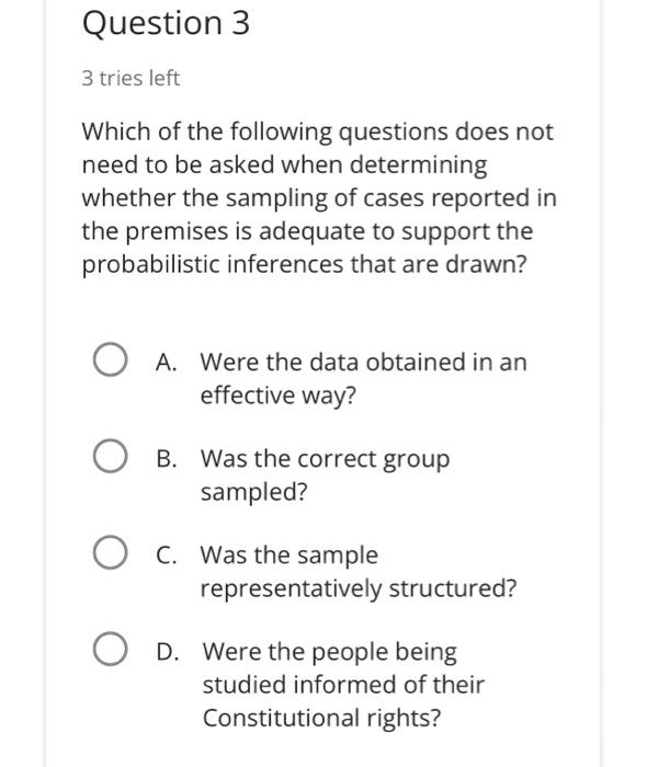 Solved Question 3 3 tries left Which of the following | Chegg.com