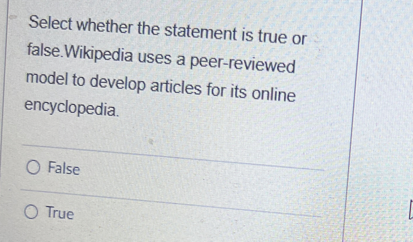 Solved Select whether the statement is true or false. | Chegg.com