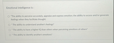Solved Emotional intelligence is :"The ability to perceive | Chegg.com