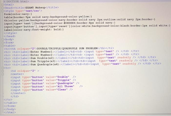 Solved EXAMOS MAKEUP CIS385 Web Programming INPUT FILE: | Chegg.com