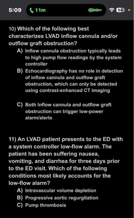 Solved 1) An LVAD patient is brought into the ED following a | Chegg.com