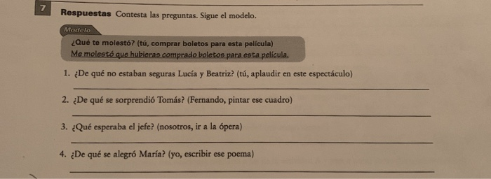 Respuestas Contesta las preguntas. Sigue el modelo. 