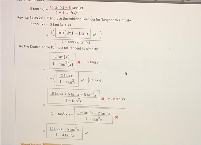 Solved 5 Tan 3x 15 Tan X 5 Tan X 1 3 Tan X Chegg Com