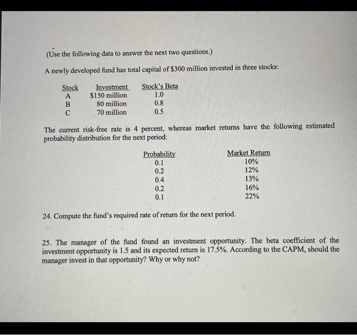 Solved (Use the following data to answer the next two | Chegg.com