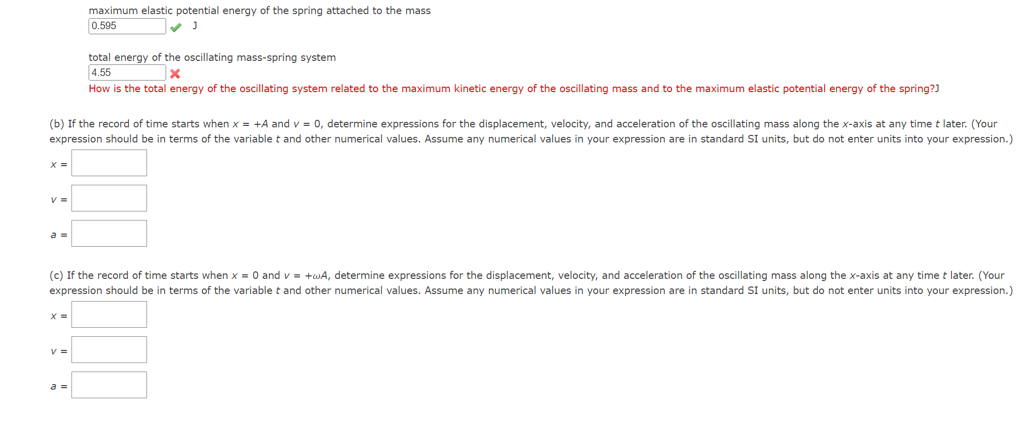 Solved maximum elastic potential energy of the spring