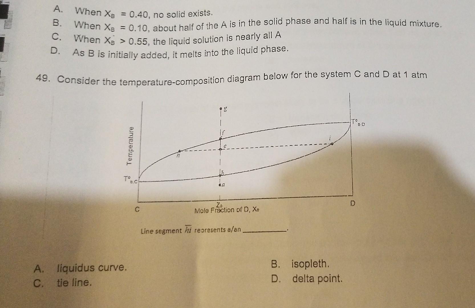 Solved 48. The phase diagram shown below shows the | Chegg.com