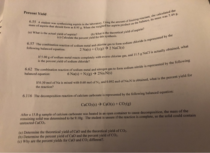 Solved Percent Yield 0 55 A Student Was Synthesizing Aspi Chegg Com