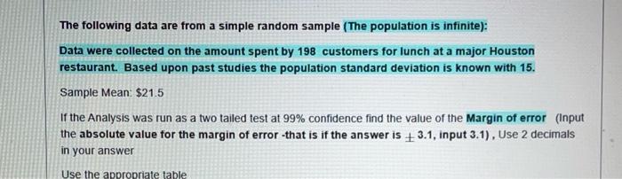 Solved The following data are from a simple random sample | Chegg.com