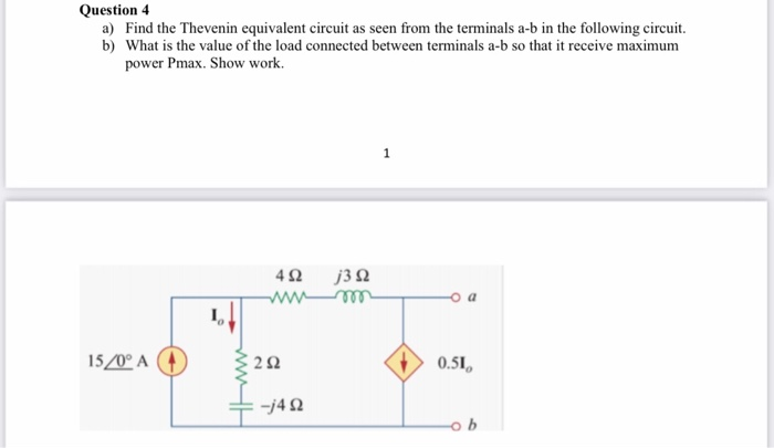 Solved Question 4 A) Find The Thevenin Equivalent Circuit As | Chegg.com