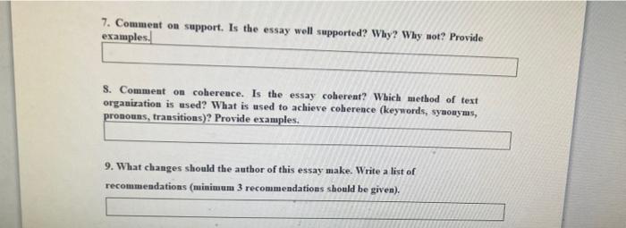 7 Comment On Support Is The Essay Well Supported Chegg Com