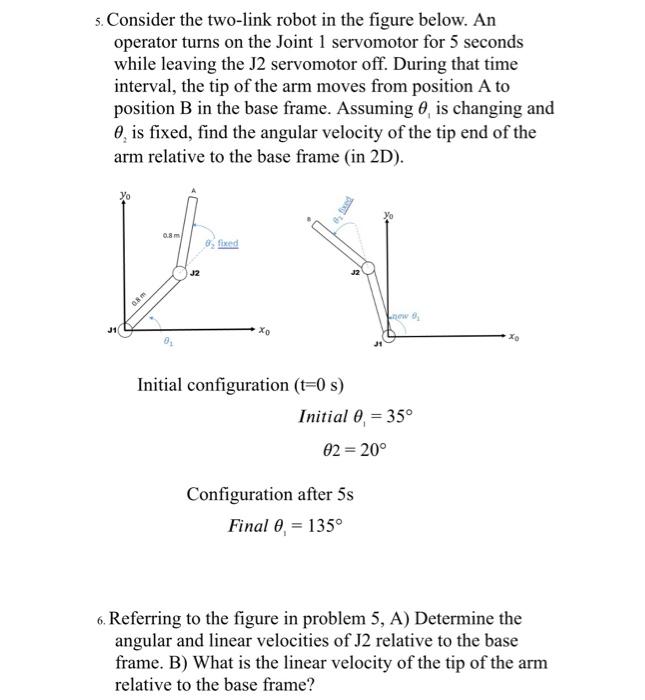 Solved s. Consider the two-link robot in the figure below. | Chegg.com