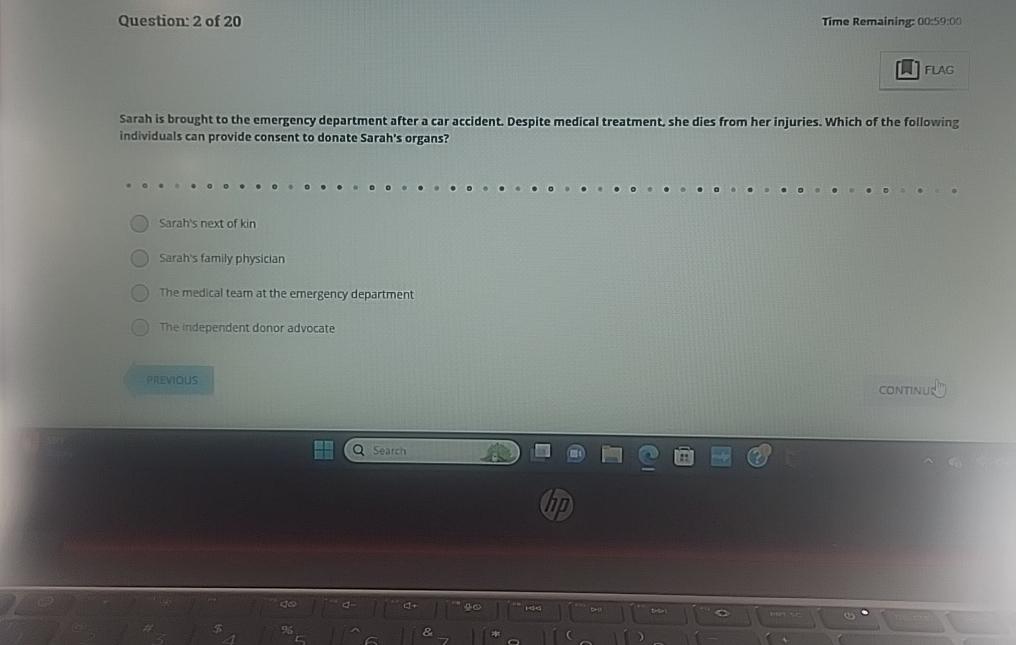 Solved Question: 2 ﻿of 20time Remaining:00-59-00flagsarah Is 