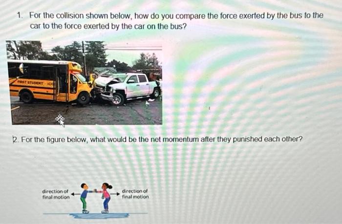 Solved 1. For The Collision Shown Below, How Do You Compare | Chegg.com