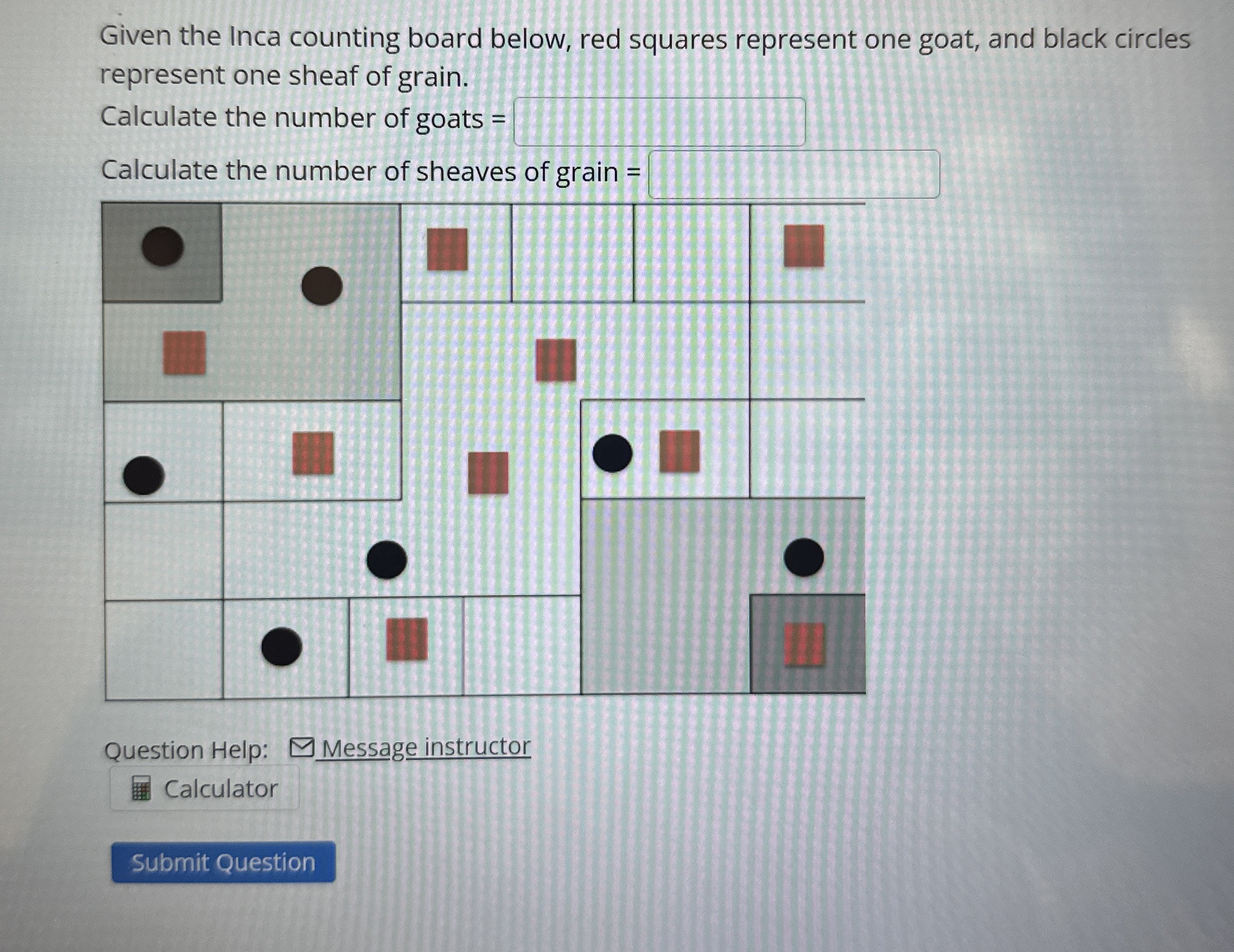 Solved Given the Inca counting board below, red squares | Chegg.com