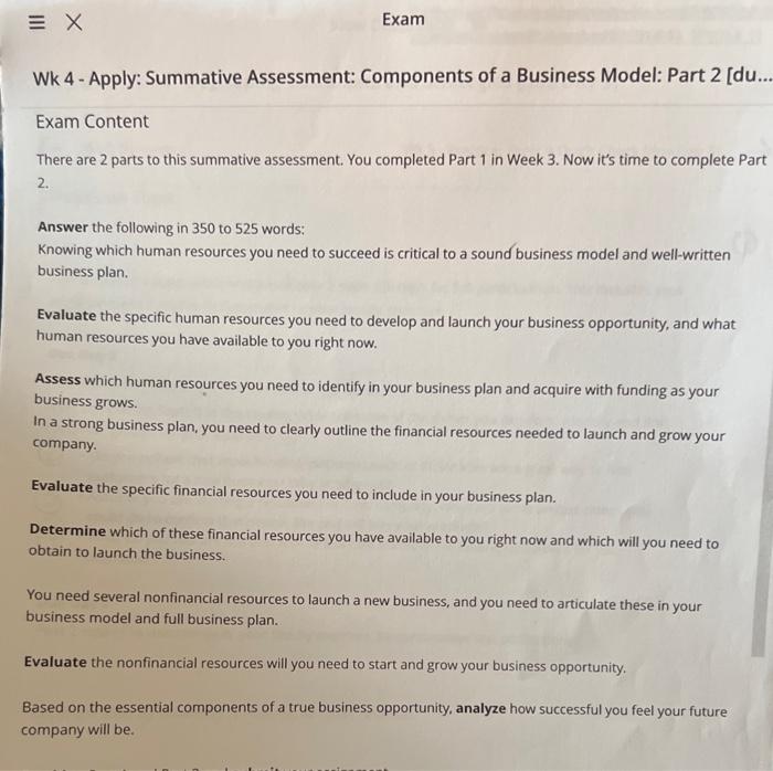 Solved Wk 4 - Apply: Summative Assessment: Components Of A | Chegg.com