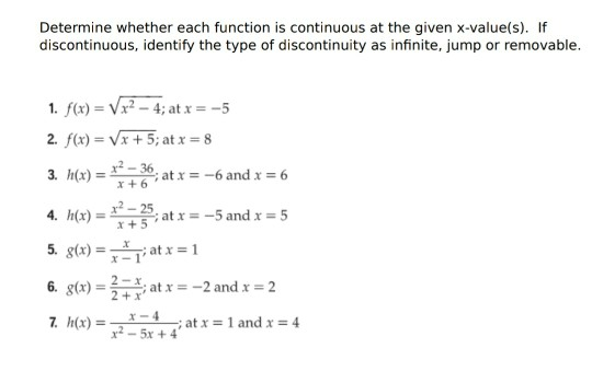 Solved Determine Whether Each Function Is Continuous At The