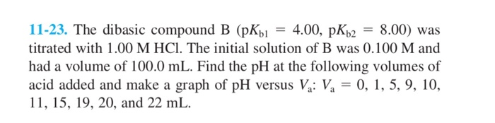 Solved The dibasic compound B (pKb1 5 4.00, pKb2 5 8.00) was  Chegg.com