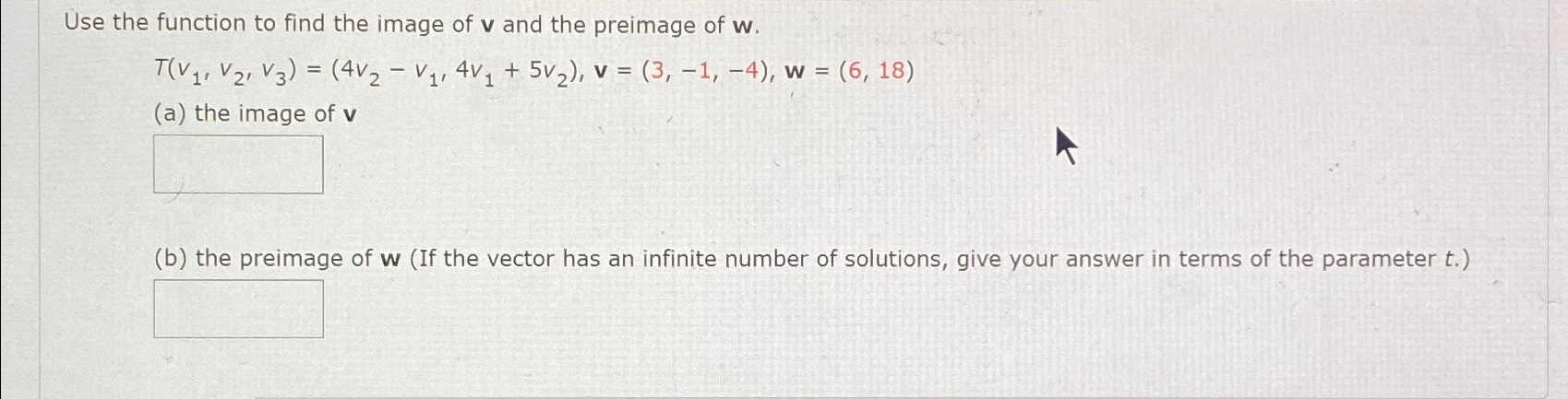 Solved Use the function to find the image of v ﻿and the | Chegg.com