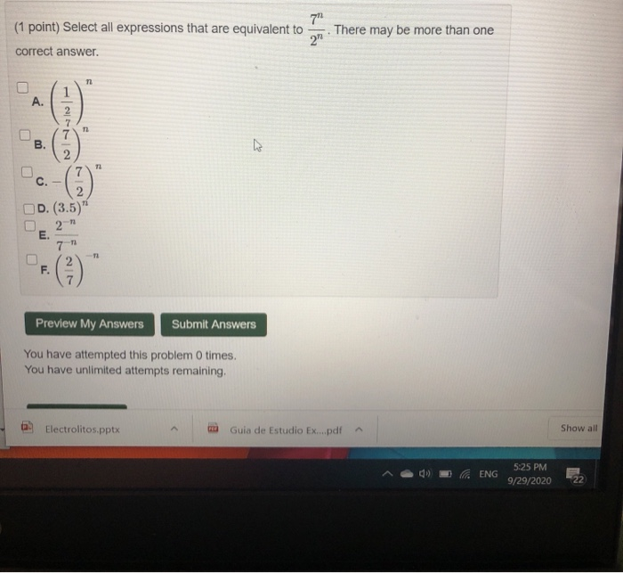 Solved 71 (1 point) Select all expressions that are | Chegg.com