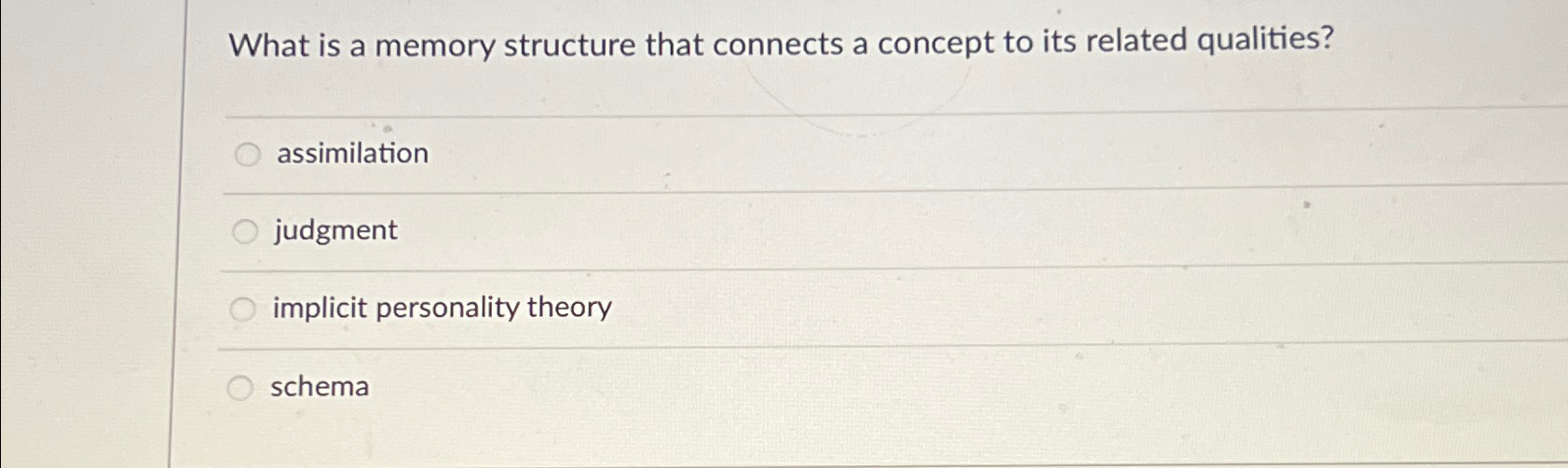 Solved What is a memory structure that connects a concept to | Chegg.com