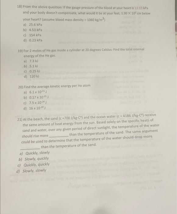 Solved 18) From The Above Question: If The Gauge Pressure Of 